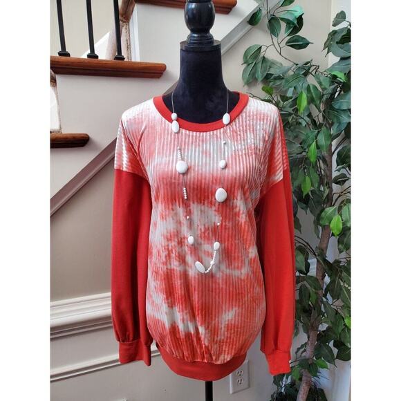 Suzanne Betro Women's Red & White Polyester Round Neck Long Sleeve Sweater 1X - Picture 10 of 10
